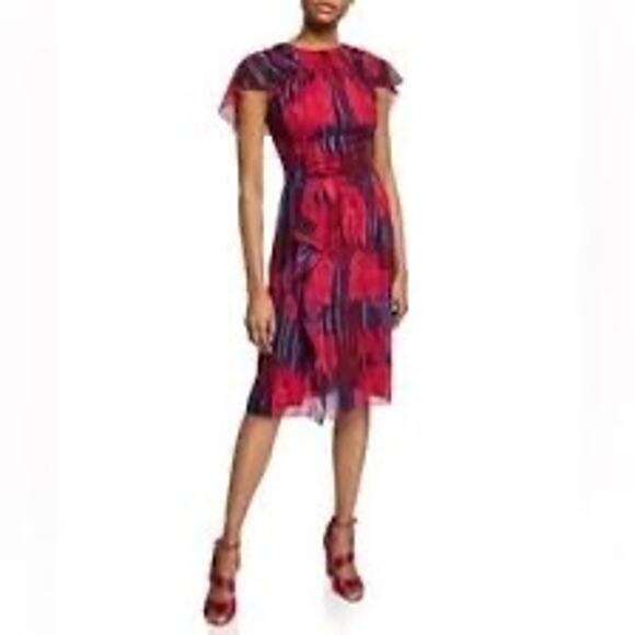 NWT Halston Heritage Woman’s Flutter Cape Sleeve Dress Size 8 - Picture 1 of 7